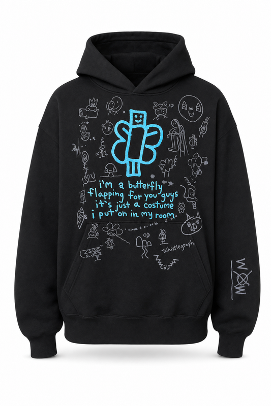 Blue butterfly cosplayer hoodie on white