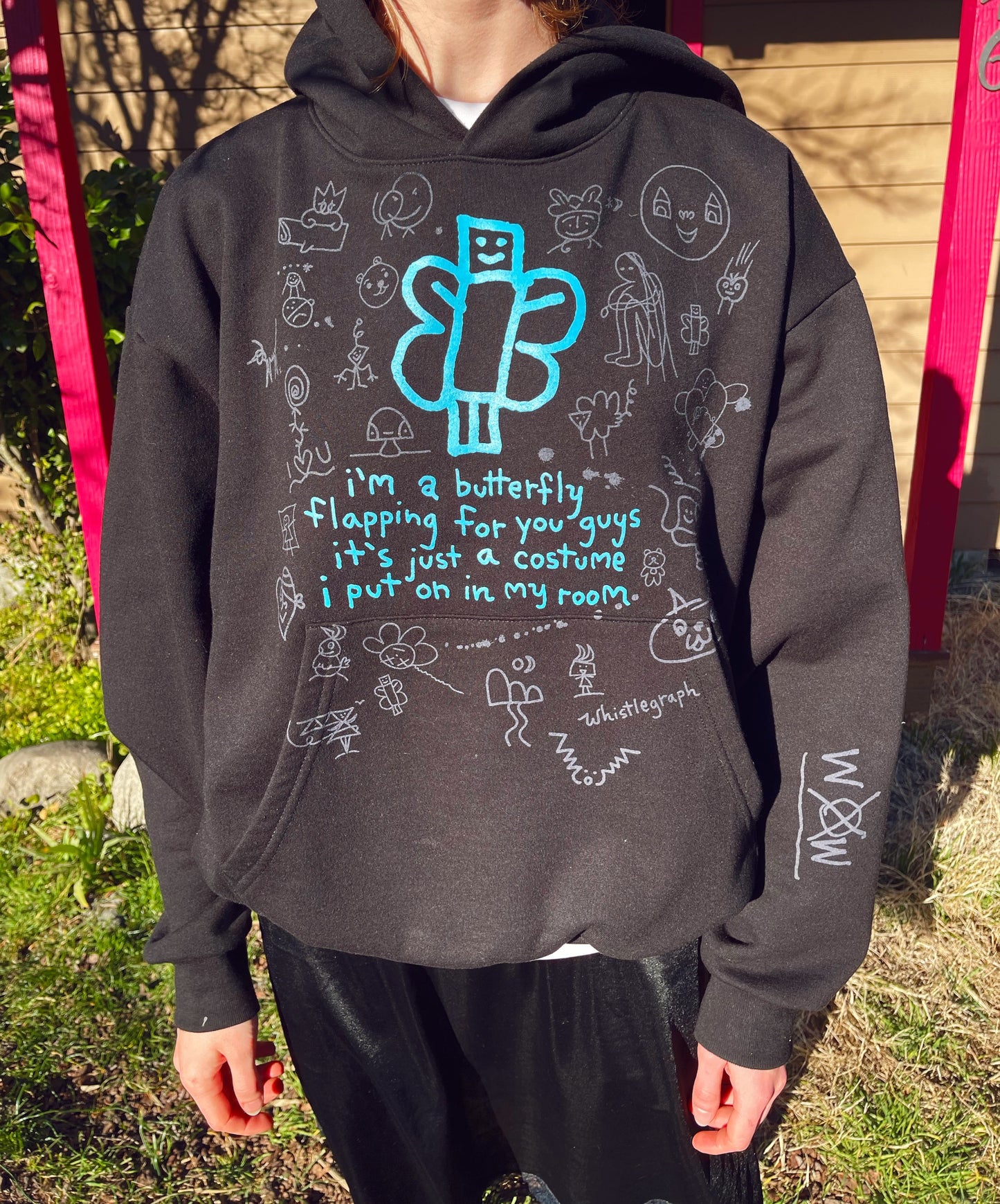 Blue butterfly cosplayer hoodie, front
