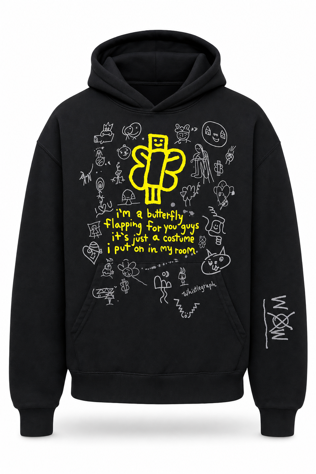 Yellow butterfly cosplayer hoodie on white